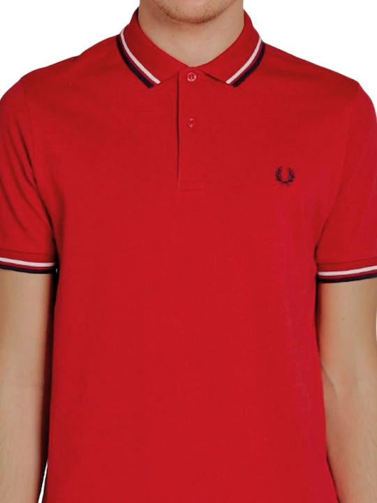 Fred Perry Men's Short Sleeve Blouse Polo Red