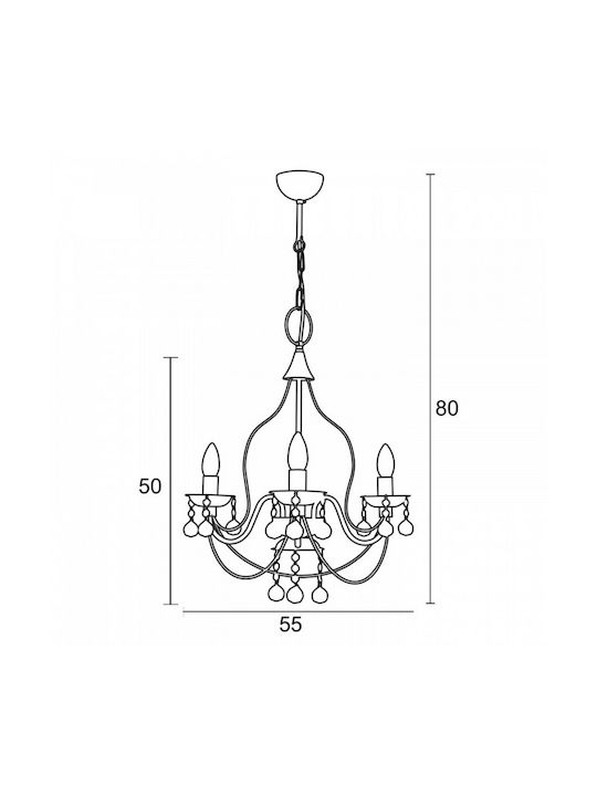 ArkoLight Chandelier with Crystals 3xE14 White 1564-1/3