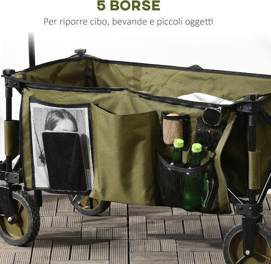 Foldable Garden Cart 108x55x93cm Metallic Four-wheel 125lt 108x55x93cm.
