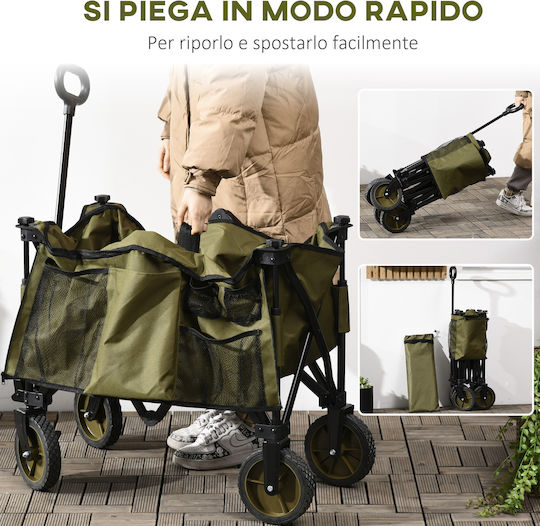 Foldable Garden Cart 108x55x93cm Metallic Four-wheel 125lt 108x55x93cm.