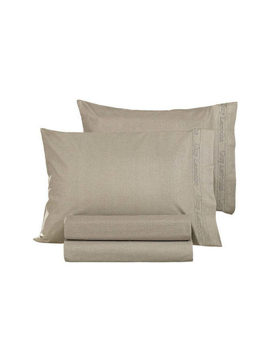 Guy Laroche Sheet for Single Bed 170x270cm. Color Plus Taupe