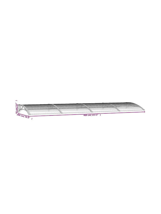 vidaXL Polycarbonat Kapuzinerdach Tür/Fenster P400xB100cm