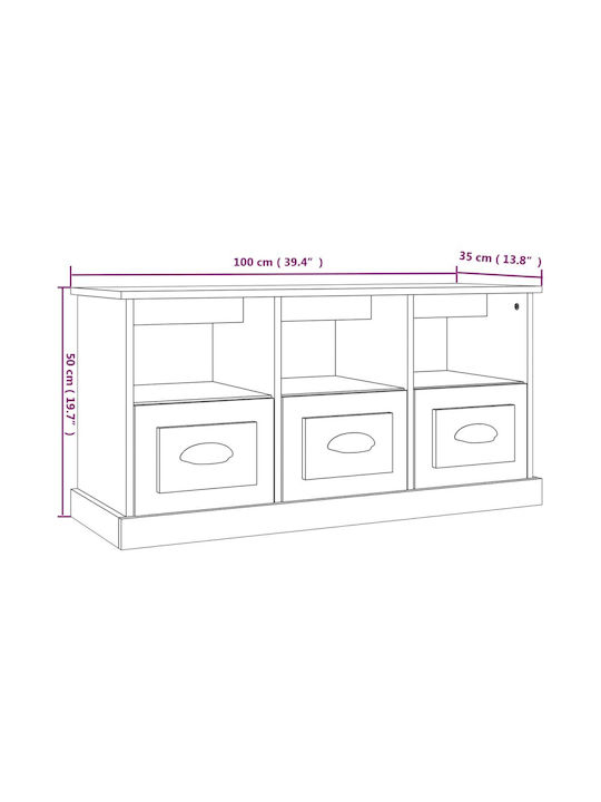 vidaXL TV-Ständer Grau M100xP35xH50cm