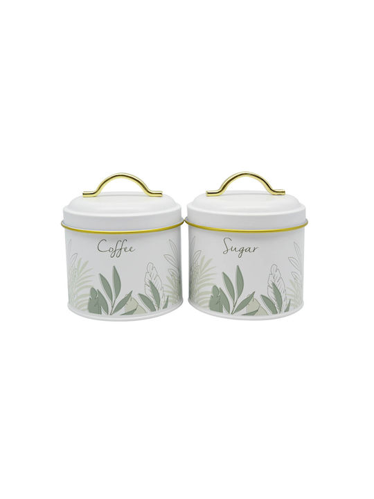Ankor Sugar Jar with Lid Metallic White 11.2x11.2x13cm 1 Pieces
