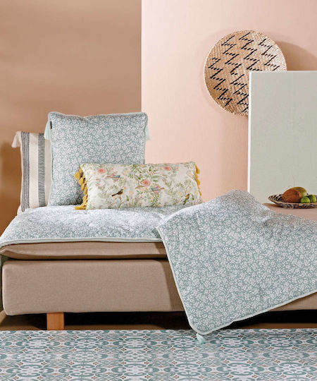 Kentia Sofa Cushion Alena From 100% Cotton Light Blue 50x50cm