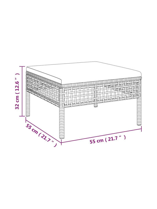 Metallischer Gartenhocker Würfel Außeneinsatz mit Grau Kissen 55x55x32cm