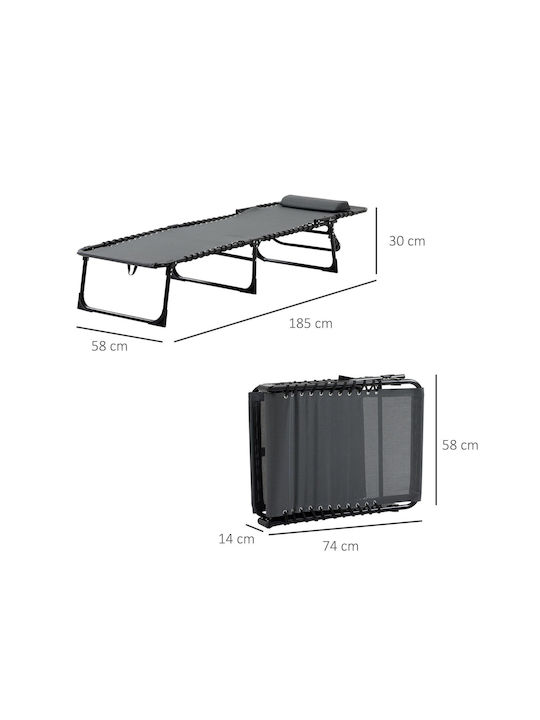 Deckchair Metallic with Cushion Gray 185x58x30cm.