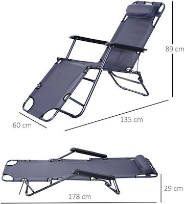 Outsunny Lounger-Armchair Beach Aluminium Gray 135x60x89cm