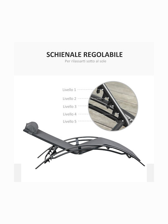 Liegestuhl Aluminium mit Textilene-Stoff Gray 171x46x82cm.