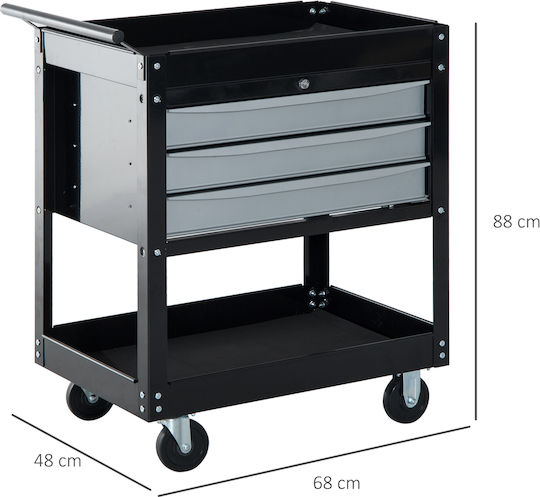 HomCom Bancă 46x88x68cm cu 3 Sertare 1buc B20-051BK