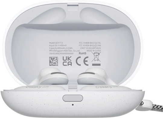 QCY Crossky GTR Open Ear Bluetooth Handsfree Ακουστικά με Αντοχή στον Ιδρώτα και Θήκη Φόρτισης Λευκά