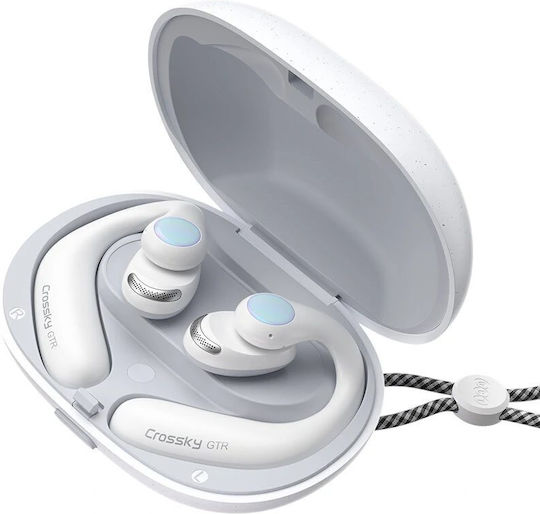 QCY Crossky GTR Open Ear Bluetooth Handsfree Ακουστικά με Αντοχή στον Ιδρώτα και Θήκη Φόρτισης Λευκά