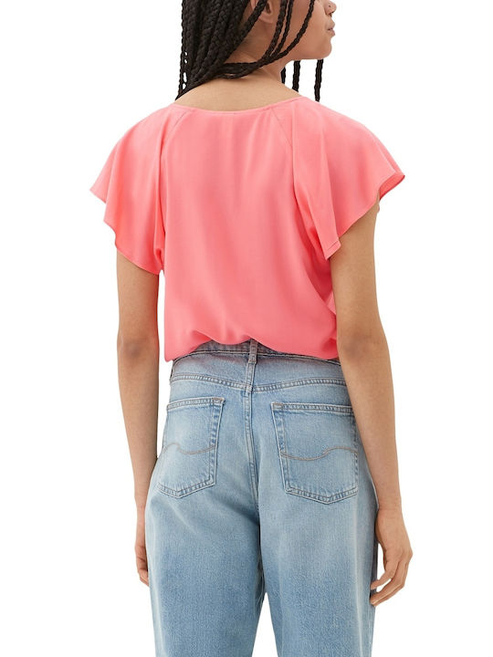 S.Oliver Damen Sommer Bluse Kurzärmelig Coral Red