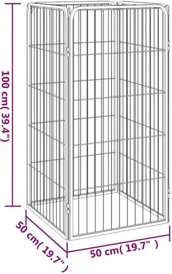 vidaXL Metallisches Hundetore mit 4 Paneelen 50x50x100cm Schwarz