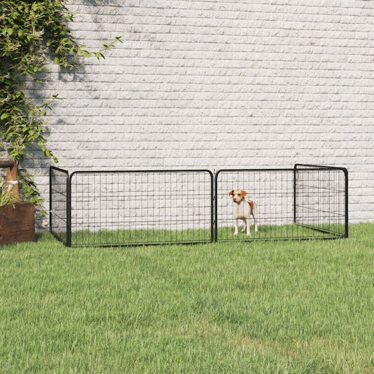 vidaXL Metal Dog Park with 4 Panels 100x100x50cm Black