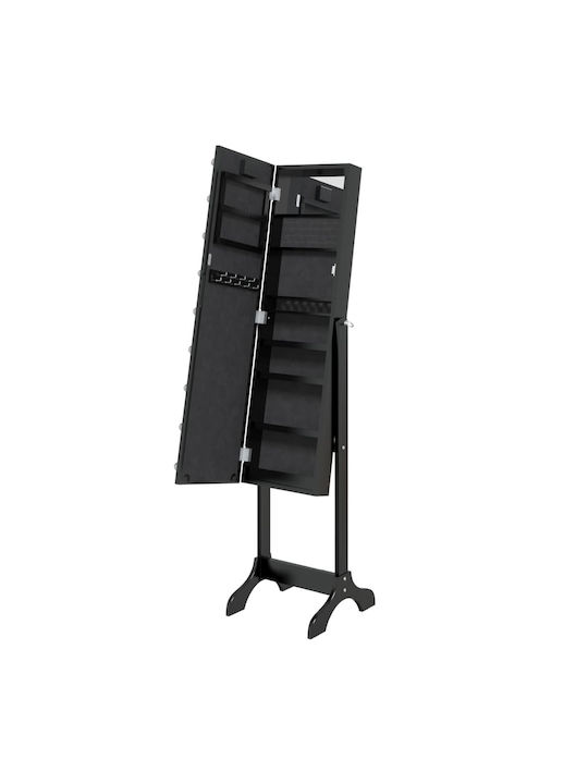 vidaXL Boden- oder Standspiegel mit Schwarzem Holzrahmen & LED Beleuchtung 146x37cm