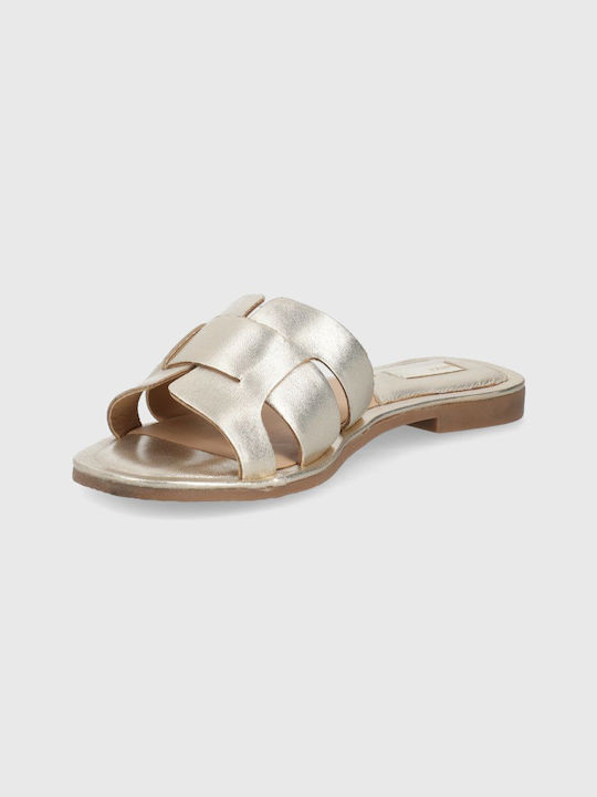 Mexx Jacey Leder Damen Flache Sandalen in Gold Farbe