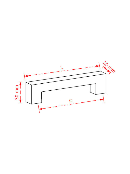 Viobrass Metallic Furniture Handle Silver with Distance Between Hole Centers 192mm