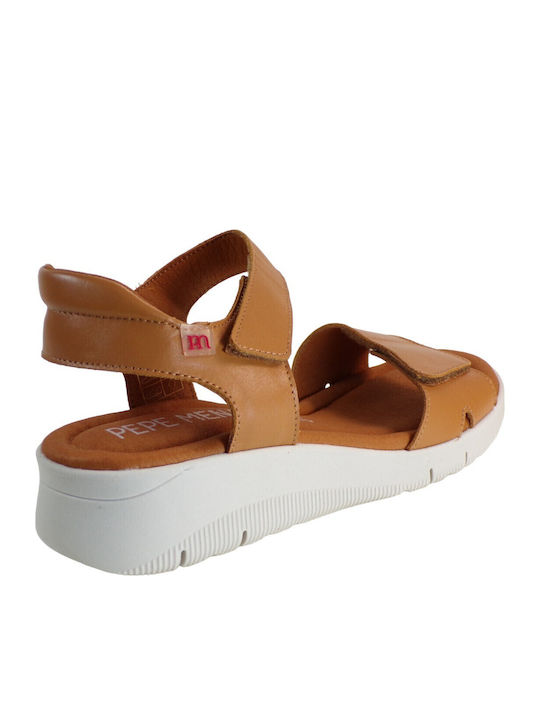 Women's Leather Ankle Strap Platforms Tabac Brown