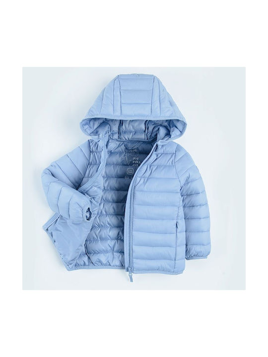 Boys Quilted Coat Light Blue with Ηood