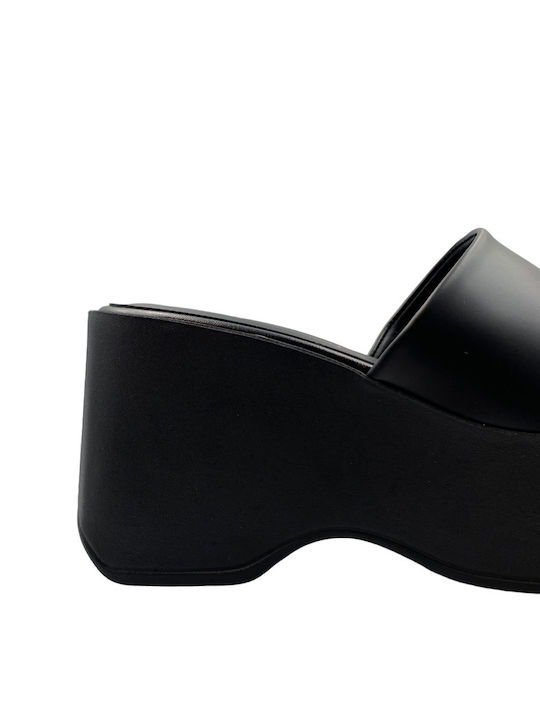 Women's Leather Platform Shoes Black