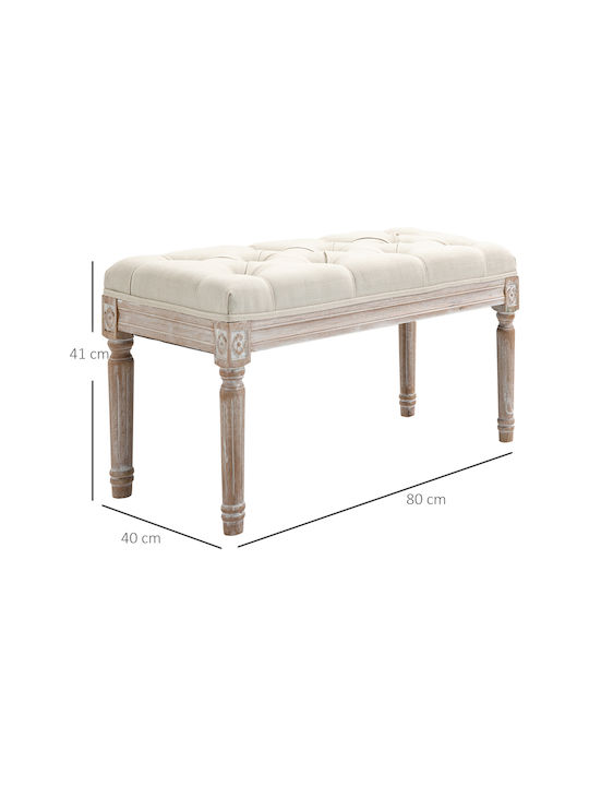 Wooden Beige Bench Stool 80x40x41cm