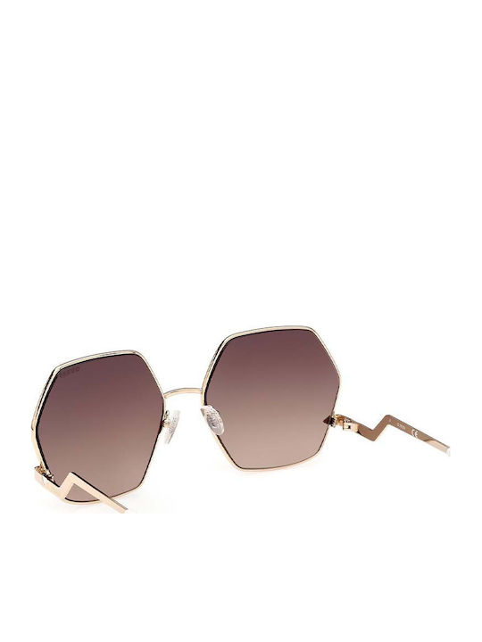 Guess Women's Sunglasses with Gold Metal Frame and Brown Gradient Lens