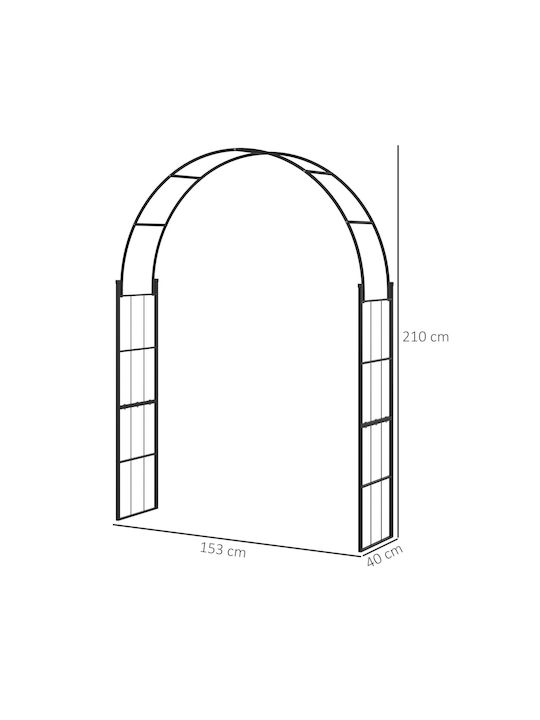 Metal Garden Arch in Black Colour 40x40x153cm