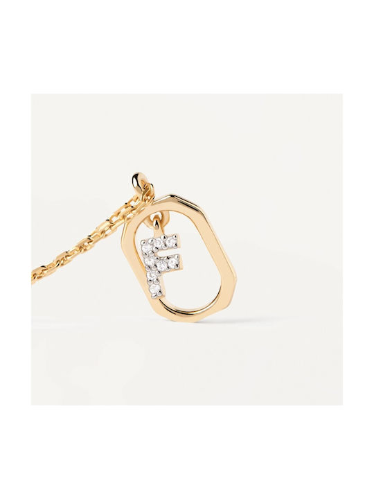 P D Paola Necklace Monogram from Gold Plated Silver with Zircon