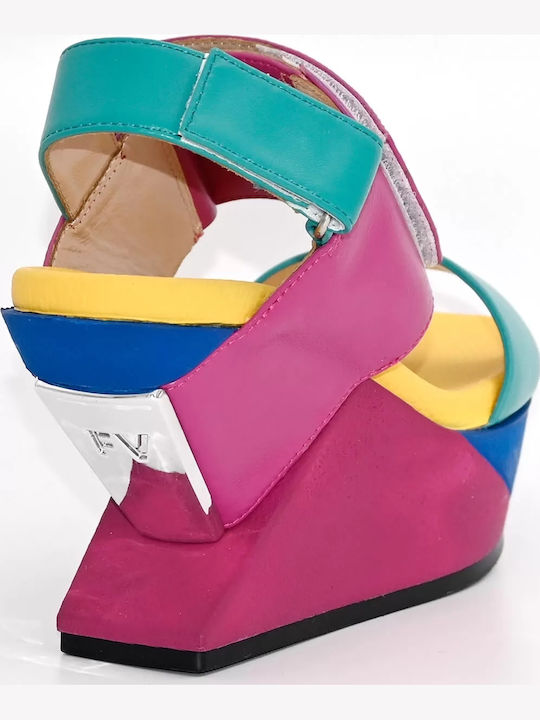 Women's Leather Ankle Strap Platforms Pink