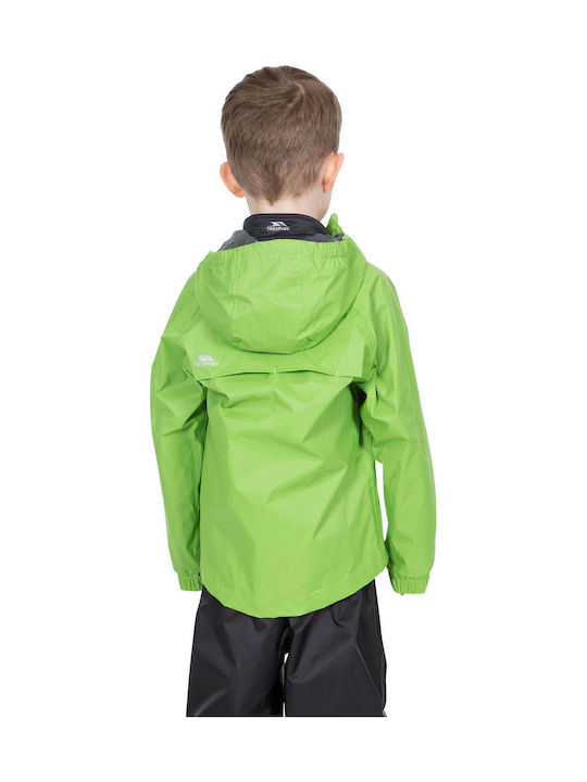 Waterproof Kids' Casual Jacket Short Windproof with Hood Green