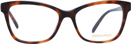 Emilio Pucci Plastic Eyeglass Frame Cat Eye Brown EP5150 052