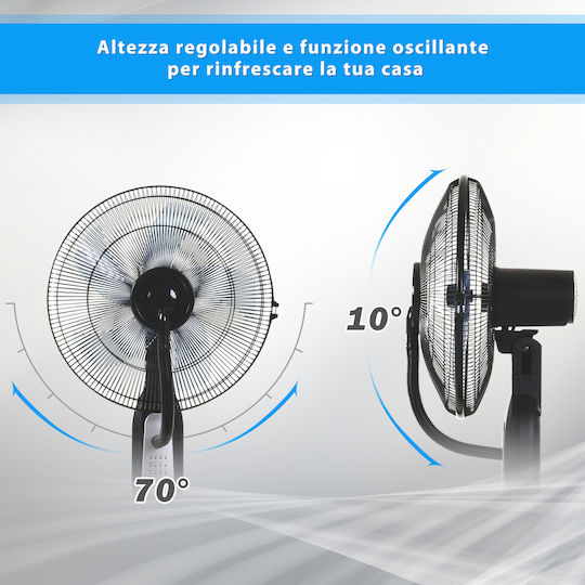 HomCom Ventilator Cu Ceață De Apă Putere 90W Diametru Ventilator 44cm Negru