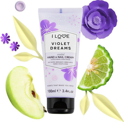 I Love Cosmetics Violet Dreams Crema de mâini hidratantă și pentru unghii 100ml