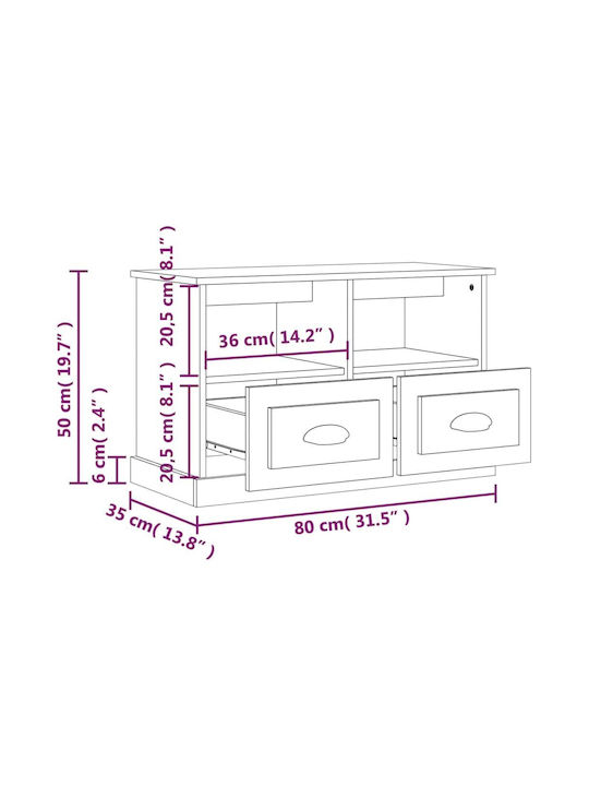 vidaXL TV Stand Glass White M80xP35xH50cm