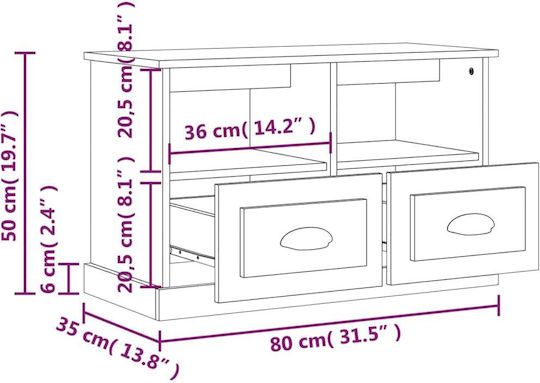 vidaXL TV-Ständer Glas Weiß M80xT35xH50cm