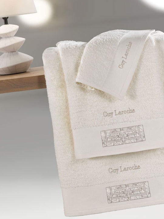 Guy Laroche 3pc Bath Towel Set Tetra Ivory Weight 500gr/m²