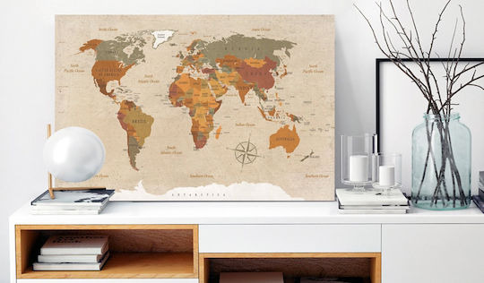 Polihome Cork Map σε Καμβά 120x80 cm