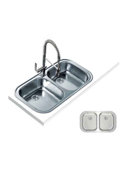 Teka Stylo 2C 11107027 Drop-In Sink Inox Satin W83xD48.5cm Silver