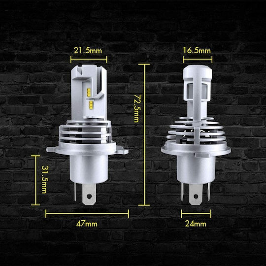 Lamps Car H4 LED 6500K Cold White 12V 50W 2pcs