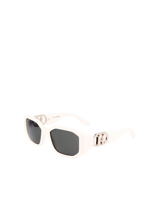 Karl Lagerfeld Women's Sunglasses with White Plastic Frame and Gray Lens KL6085S-105