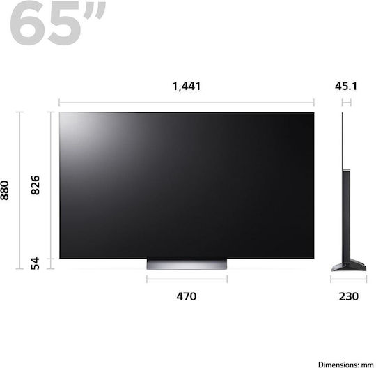 LG Smart Τηλεόραση 65" 4K UHD OLED Evo C3 HDR (2023) OLED65C36LC