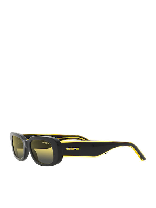 Arnette Litty Unisex Sunglasses with Black Plastic Frame and Yellow Gradient Lens
