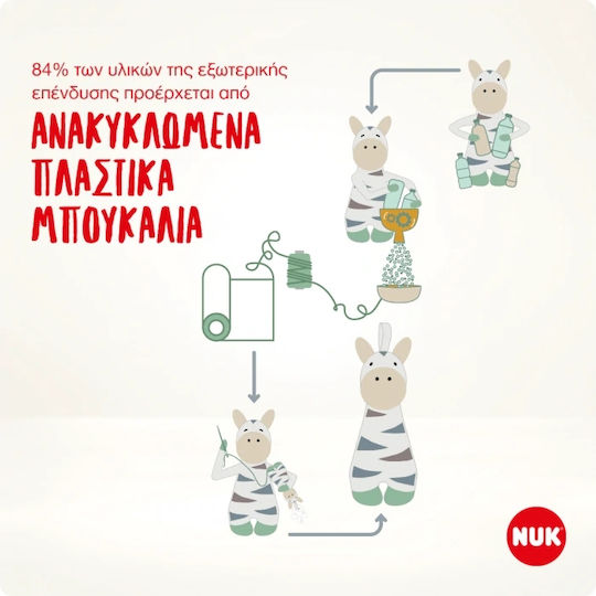 Nuk Πιπίλα Σιλικόνης Little Friend για 0-6 μηνών Ζέβρα