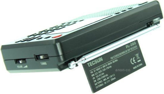 Tecsun PL-380 Φορητό Ραδιόφωνο Μπαταρίας με USB Μαύρο