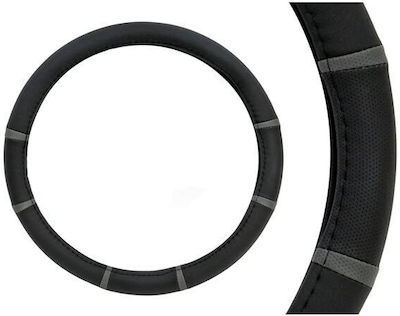 AMiO Car Steering Wheel Cover SWC-06 with Diameter 37-39cm Leatherette Black /AM