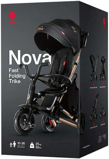 Q Play Nova Foldable Kids Tricycle with Parental Handle for 6 Months Black