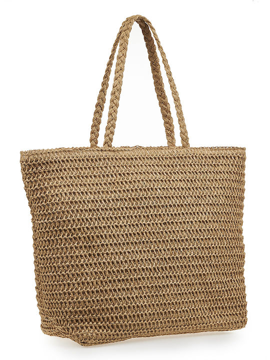 Verde Stroh Strandtasche Beige