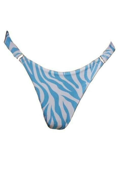 Women's Brazilian Bikini Bottoms in White and Light Blue Color