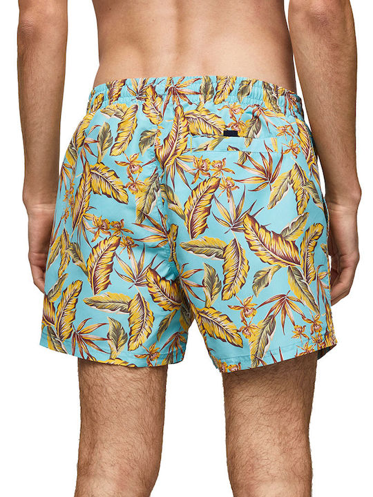 Pepe Jeans Herren Badebekleidung Shorts Hellblau Blumen